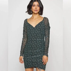 Hollister Bodycon Dress Mesh Ruched Floral Fairygoth Whimsigoth Dark Romantic